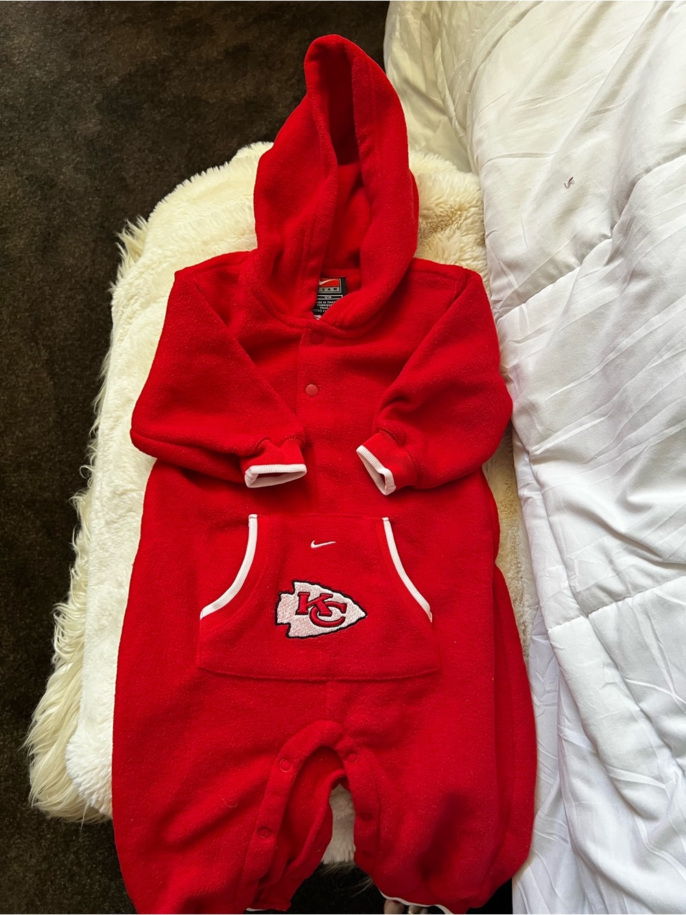 Nike Kansas City Chiefs Red Infant Hooded One-Piece vintage